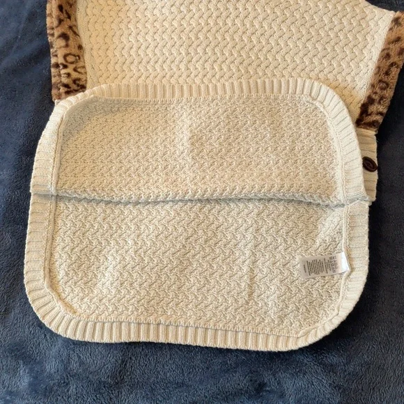 Aspen Kids Turtleneck Poncho Cream Faux Fur Size L 10 Cape Knit - Picture 8 of 11